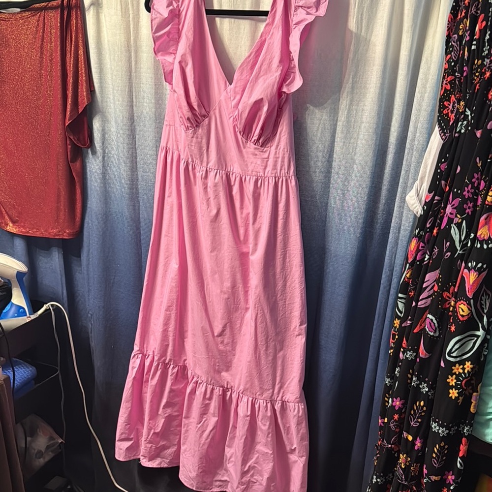 Elegant Pink Ruffle Dress
